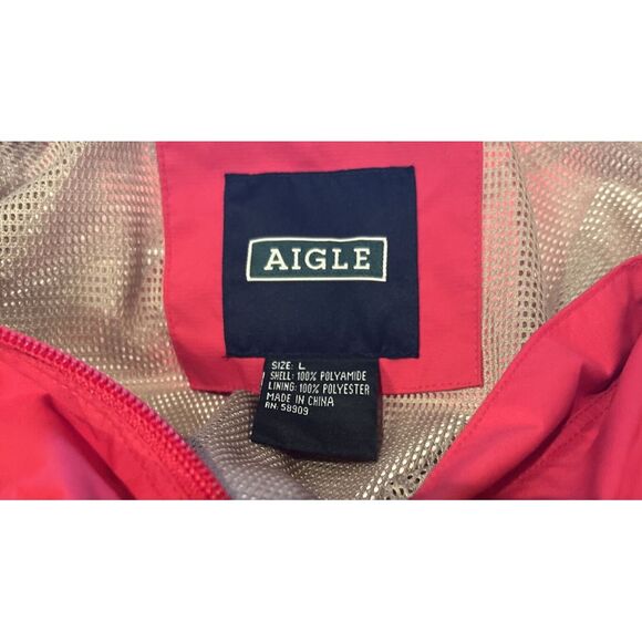 Aigle Men's Size L Red Windbreaker Jacket Full Zip Lined Hike Fish Sail *No Hood - Picture 11 of 16
